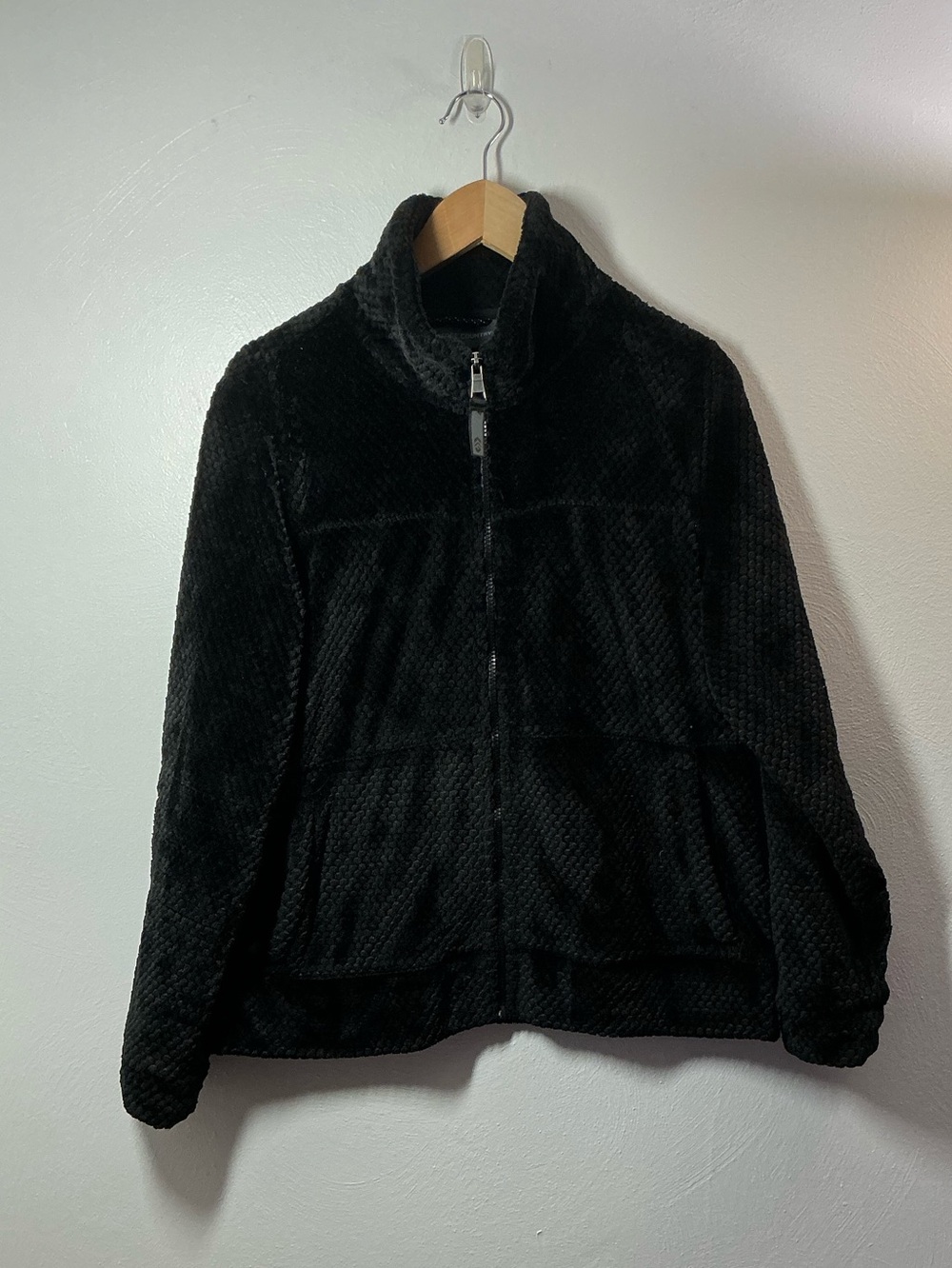 Free Country Black Plush Full Zip Front Jacket Size Large